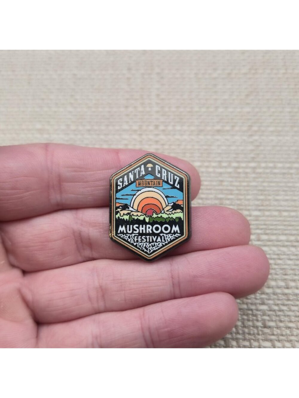 Santa Cruz Mountain Mushroom Festival Enamel Pin California Nature Badge A8855